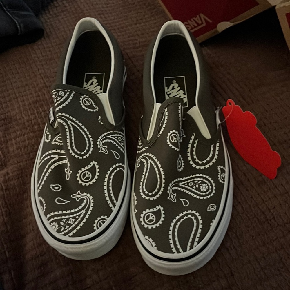 Vans Green Paisley Slip ons